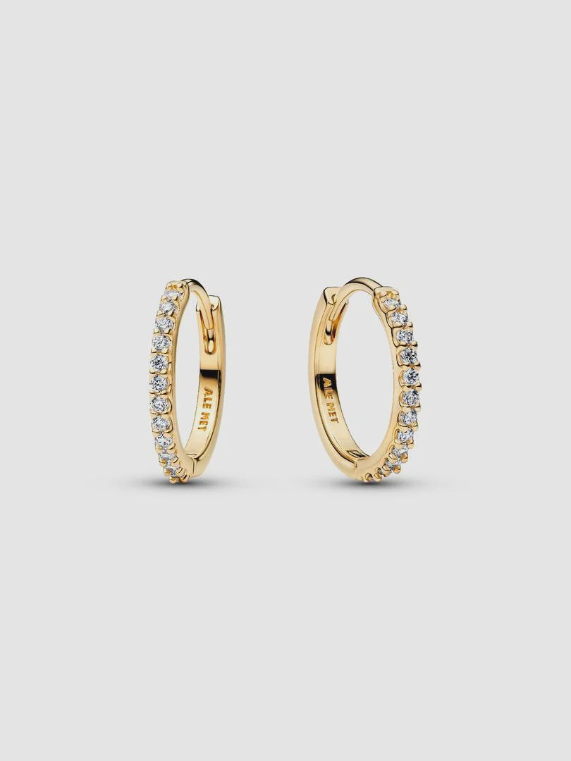 PANDORA Sparkling Mini Hoop Earrings 14k gold plating 264649C01
