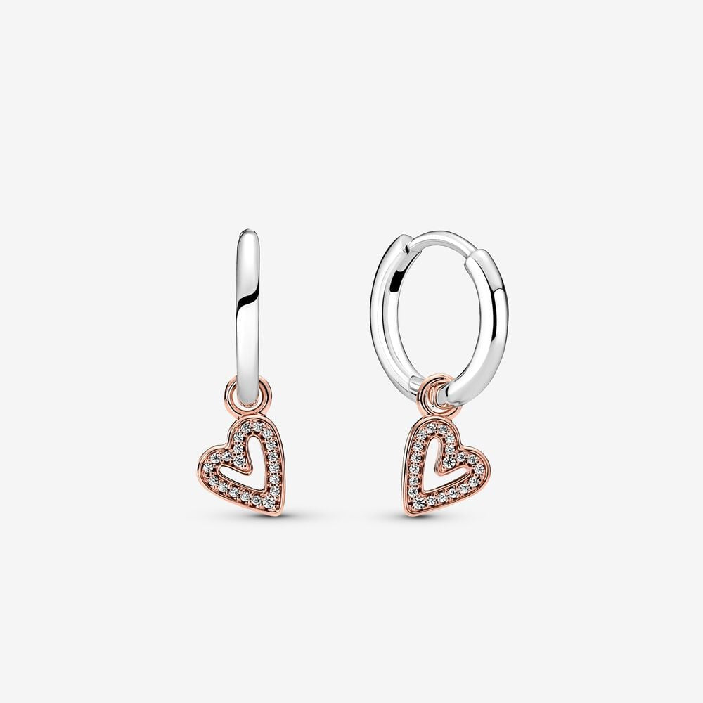 PANDORA Sparkling Freehand Heart Hoop Earrings 280090C01