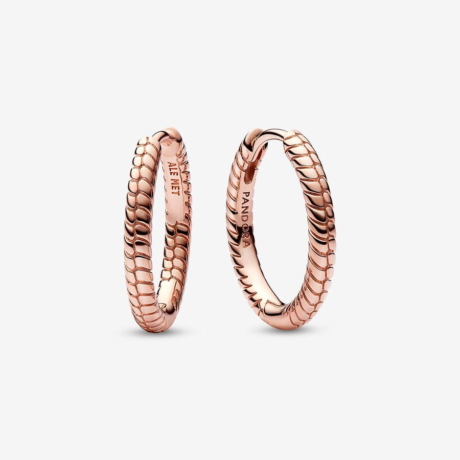 PANDORA Moments Small Charm Hoop Earrings Rose Gold Plated 282728C00