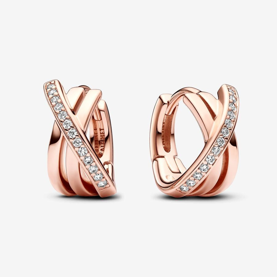 PANDORA Rose Crossover Pavé Hoop Earrings 283150C01