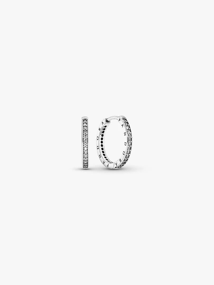 PANDORA Sparkle & PANDORA Logo Hoop Earrings 290558CZ