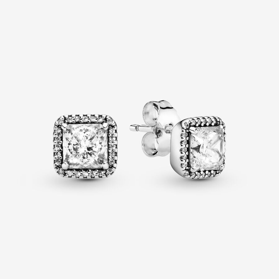 PANDORA Square Sparkle Halo Stud Earrings 290591CZ
