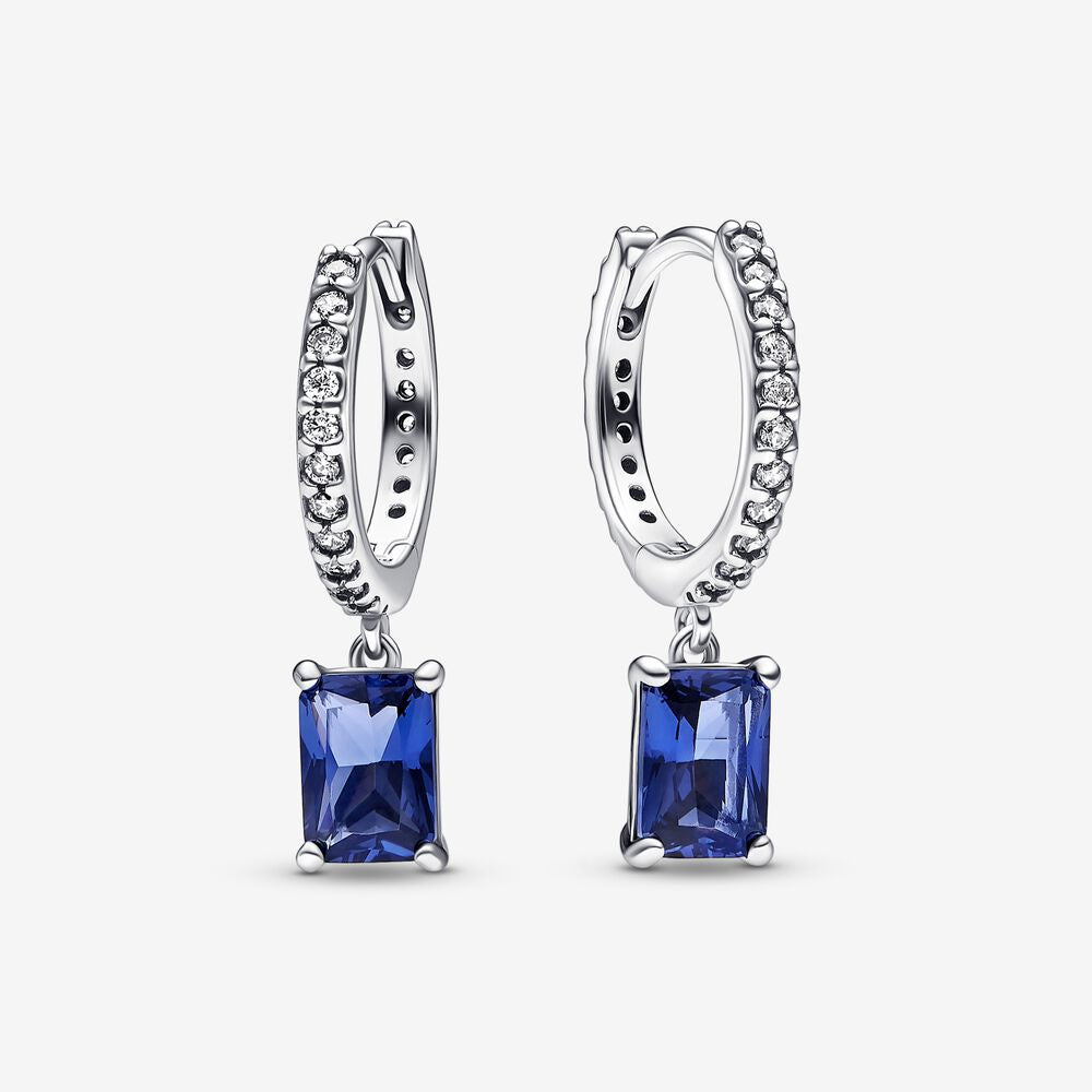 PANDORA Blue Rectangular Sparkling Hoop Earrings 292381C01