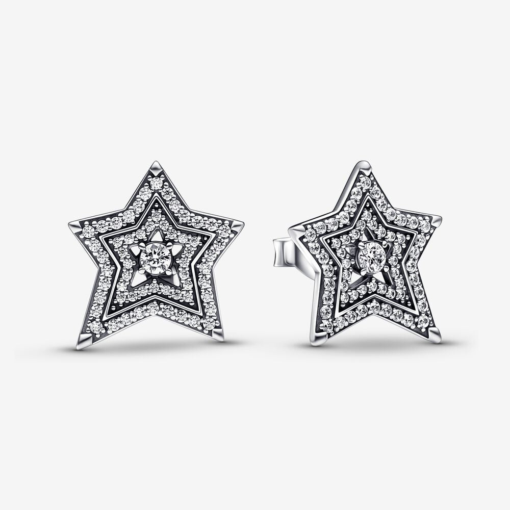 PANDORA Celestial Asymmetric Star Stud Earrings 292415C01