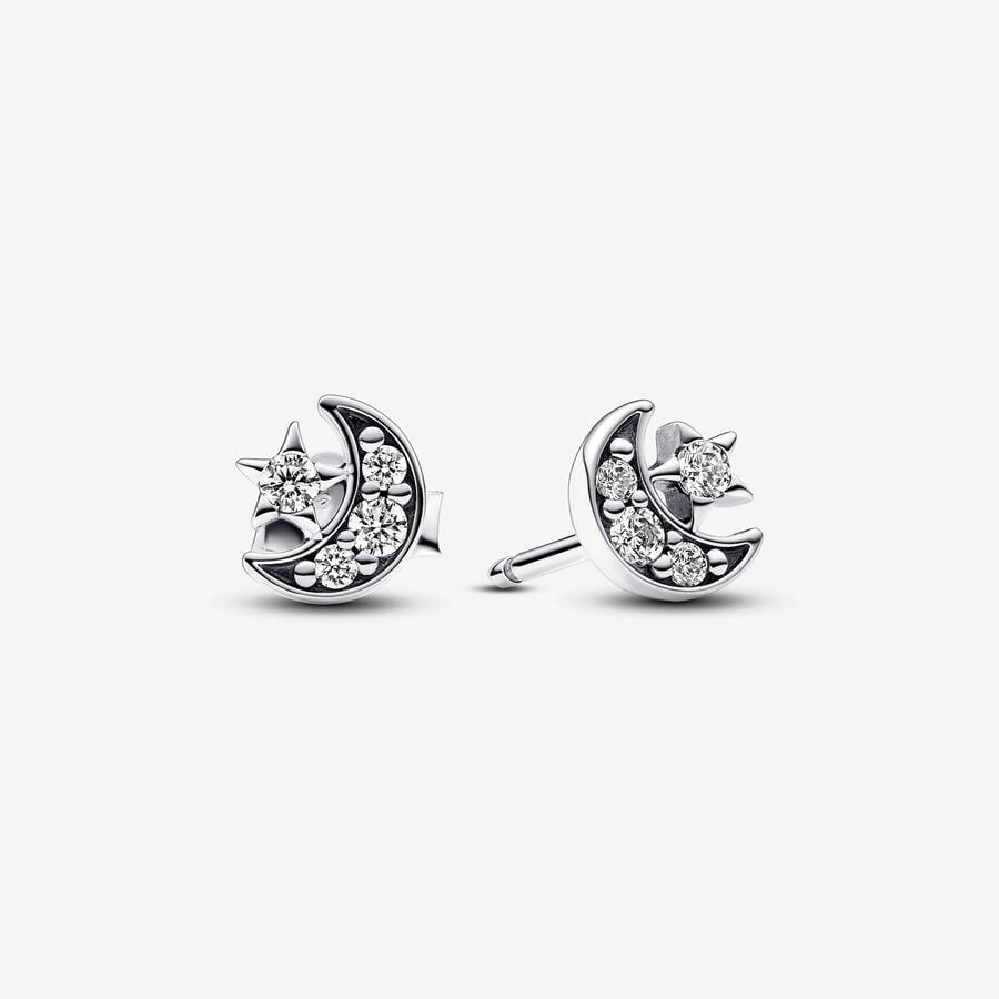 PANDORA Sparkling Moon & Star Stud Earrings 292990C01