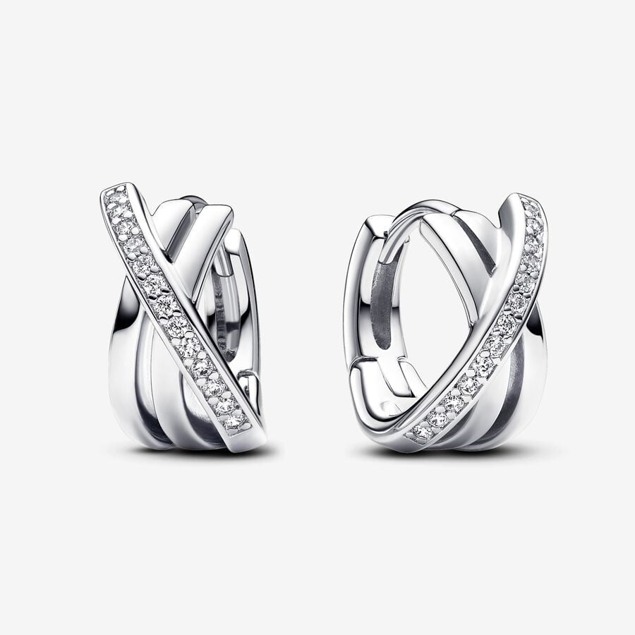 PANDORA Crossover Pavé Hoop Earrings 293150C01