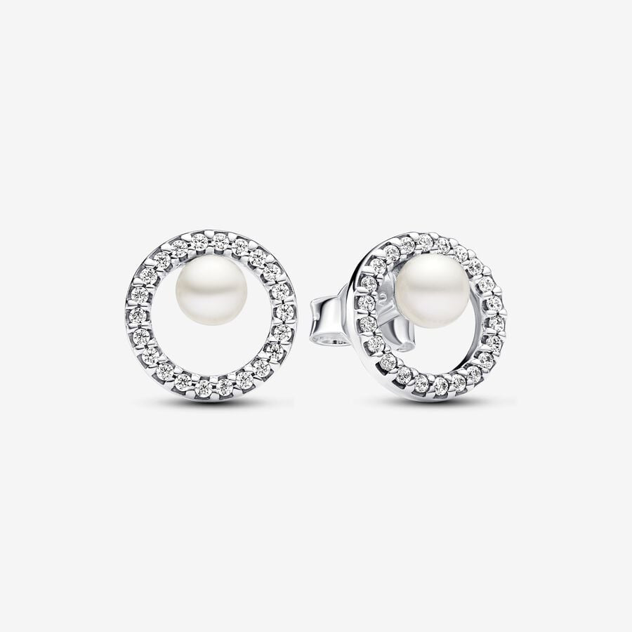 PANDORA Treated Freshwater Cultured Pearl & Pavé Halo Stud Earrings 293154C01