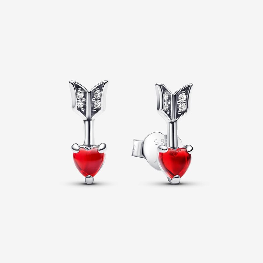 PANDORA Arrow & Murano Glass Heart Stud Earrings 293668C01