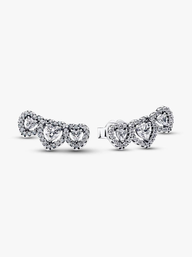PANDORA Halo Heart Trilogy Stud Earrings Sterling silver 294411C01