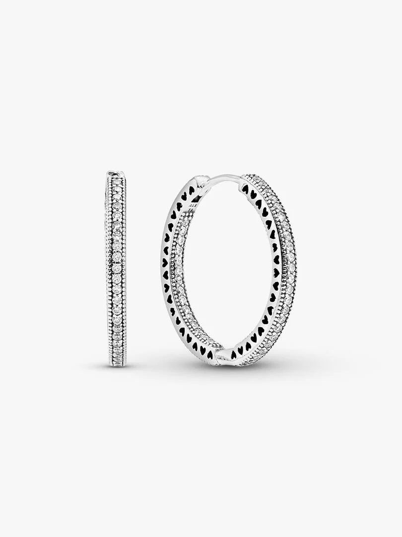 PANDORA Sparkle & Hearts Hoop Earrings 296319CZ
