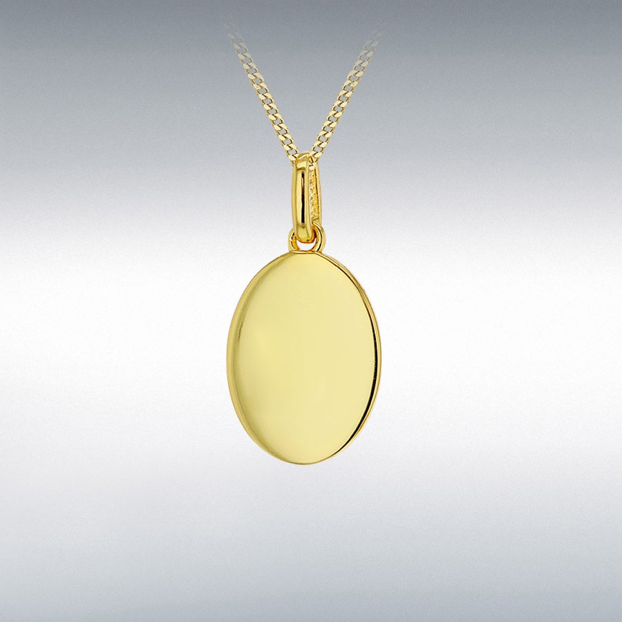 Yellow Gold Plated Oval Plain Pendant