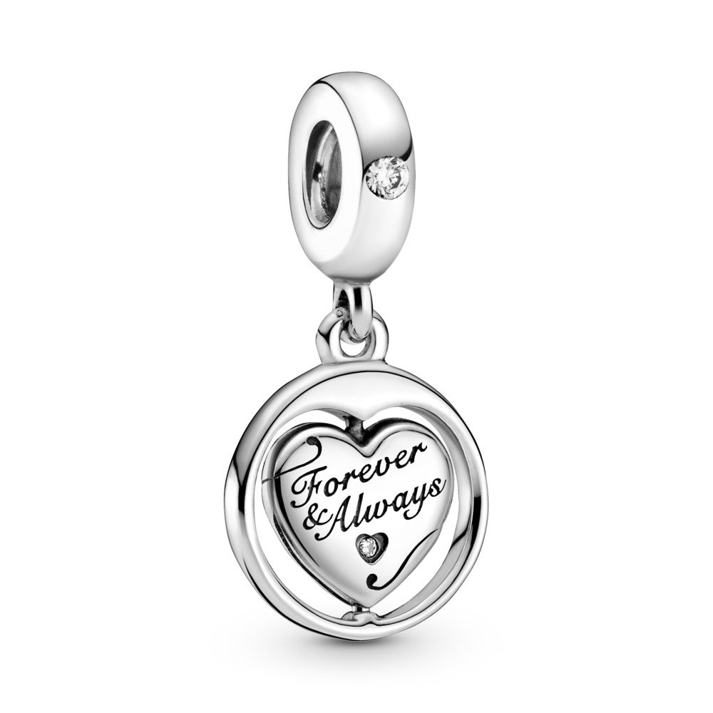 PANDORA Silver heart Dangle Spinning Soulmate charm 799266C01
