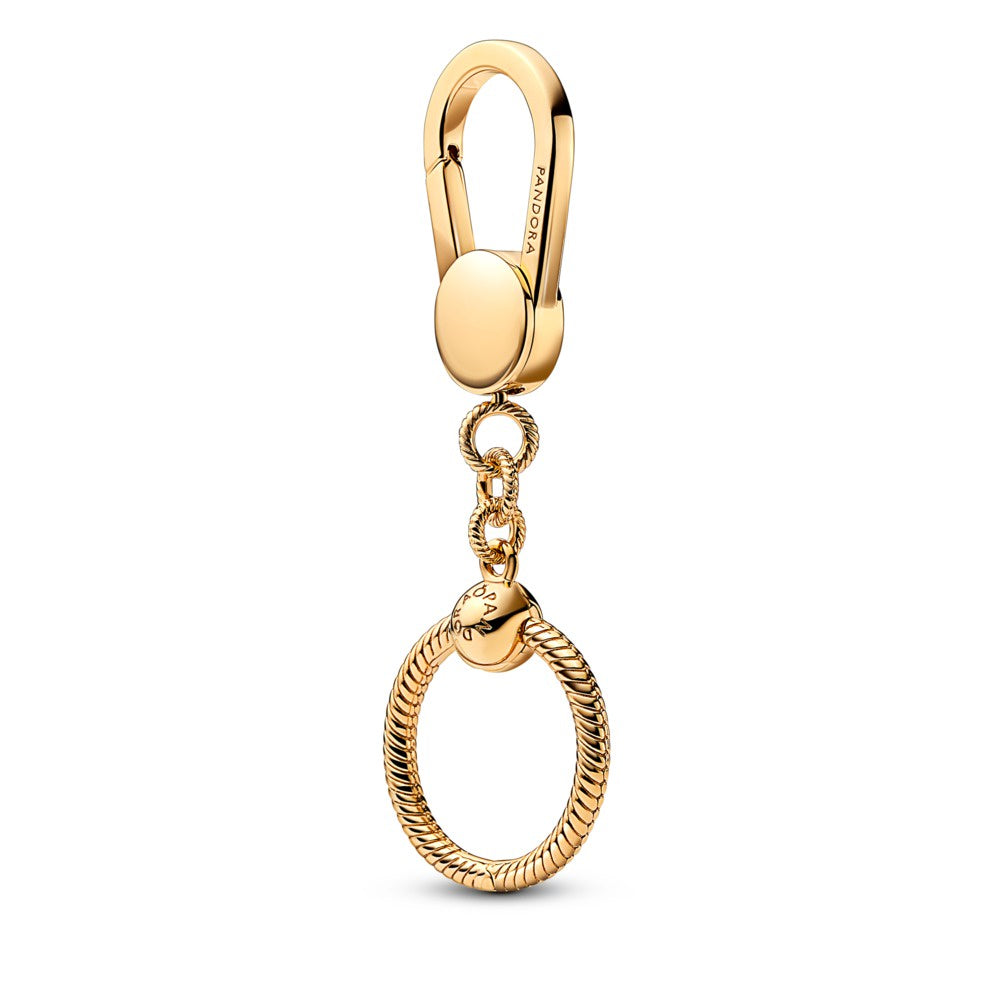 PANDORA yellow gold plated Bag Charm Holder with small PANDORA O Pendant 362237C00