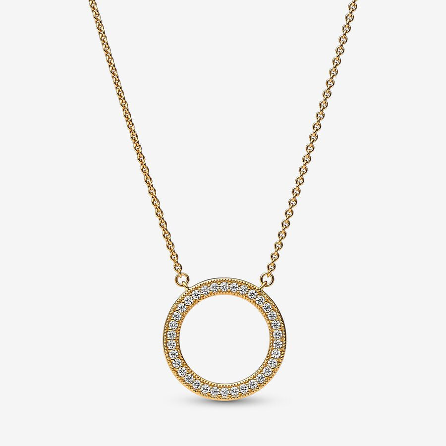 PANDORA Signature Pavé & Hearts Circle Pendant Necklace 362735C01-45
