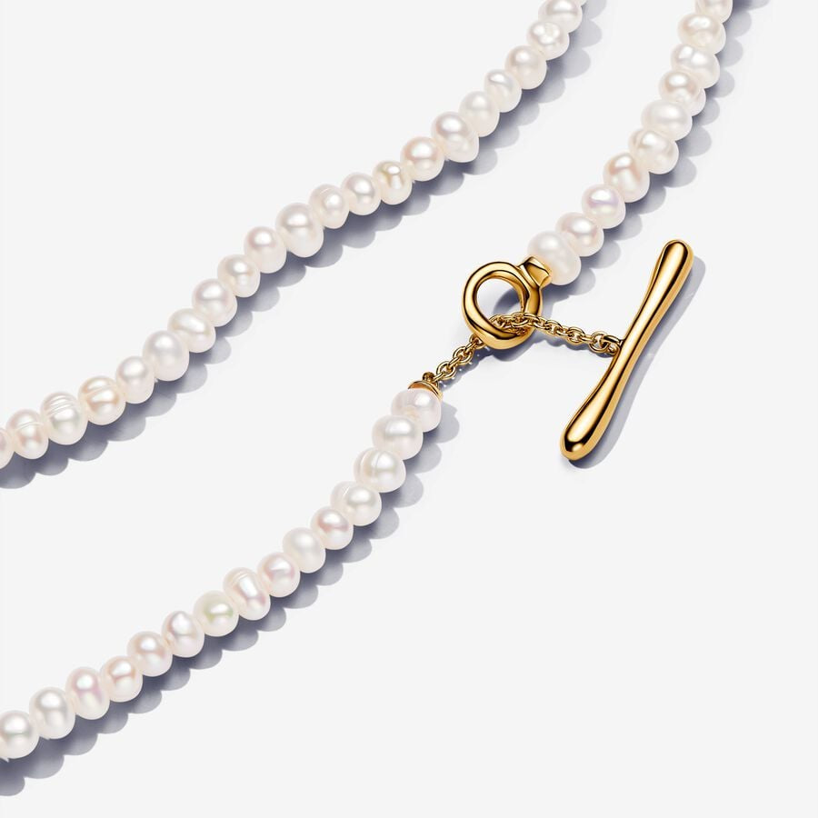Pandora Essence Treated Freshwater Cultured Pearls T-bar Collier Necklace 363297C01-45
