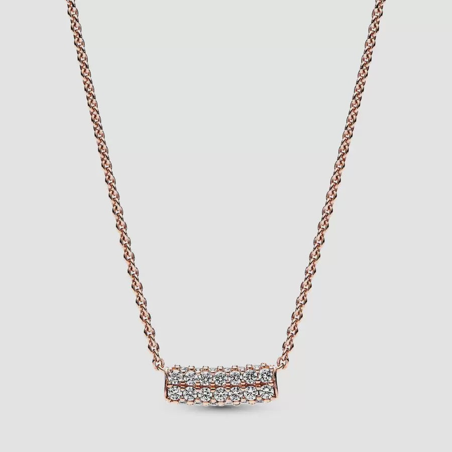 PANDORA Timeless Pavé Double-row Bar Collier Necklace 382621C01-45