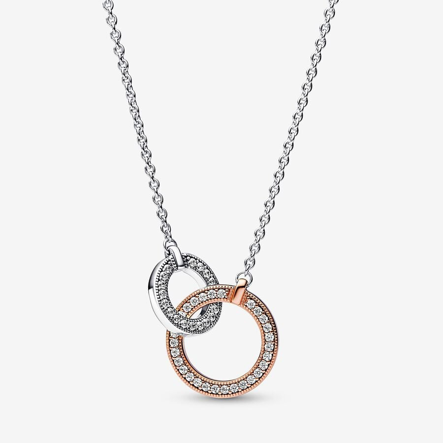 Pandora Signature Two-tone Intertwined Circles Necklace 382778C01-45