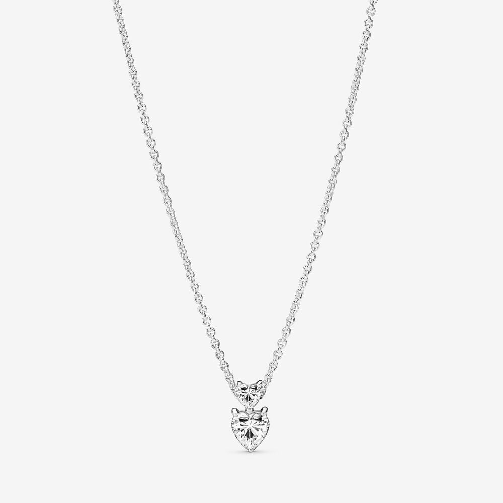 PANDORA Double Heart Pendant Sparkling Collier Necklace 391229C01-45
