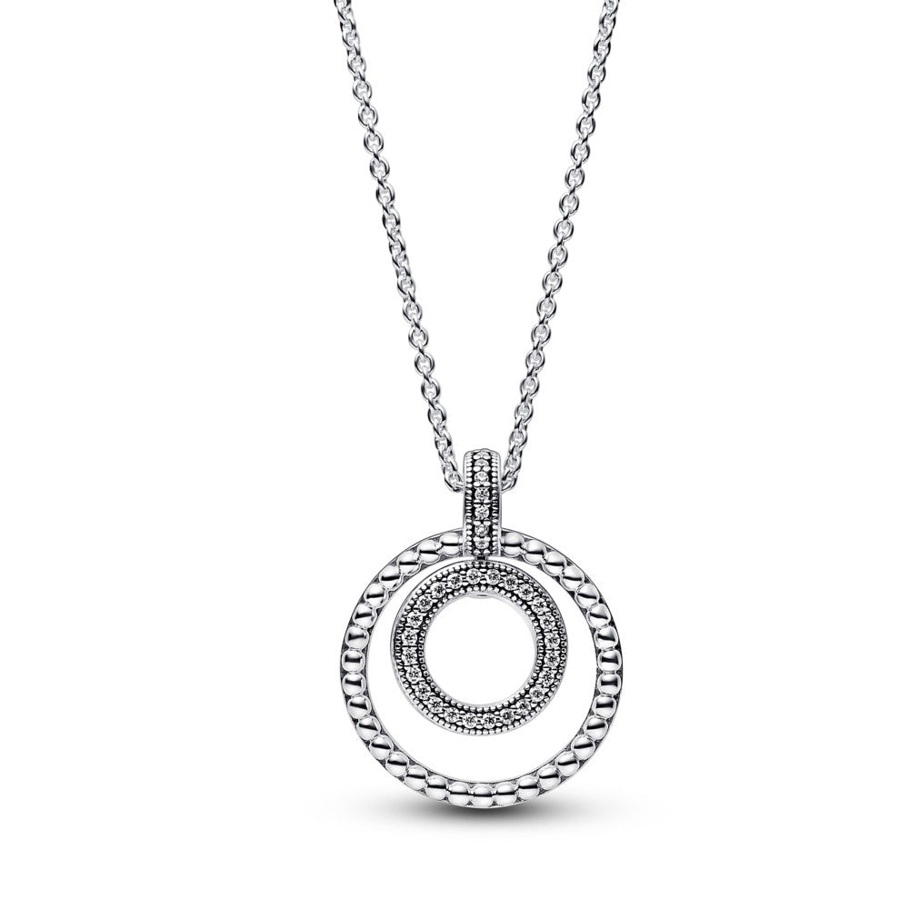 PANDORA Silver logo Pendant with CZ 392308C01-50