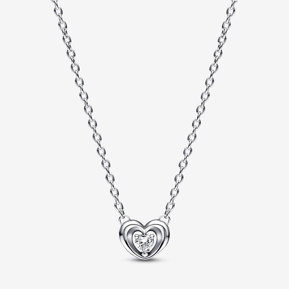 PANDORA Radiant Heart & Floating Stone Pendant Collier Necklace 392494C01-45
