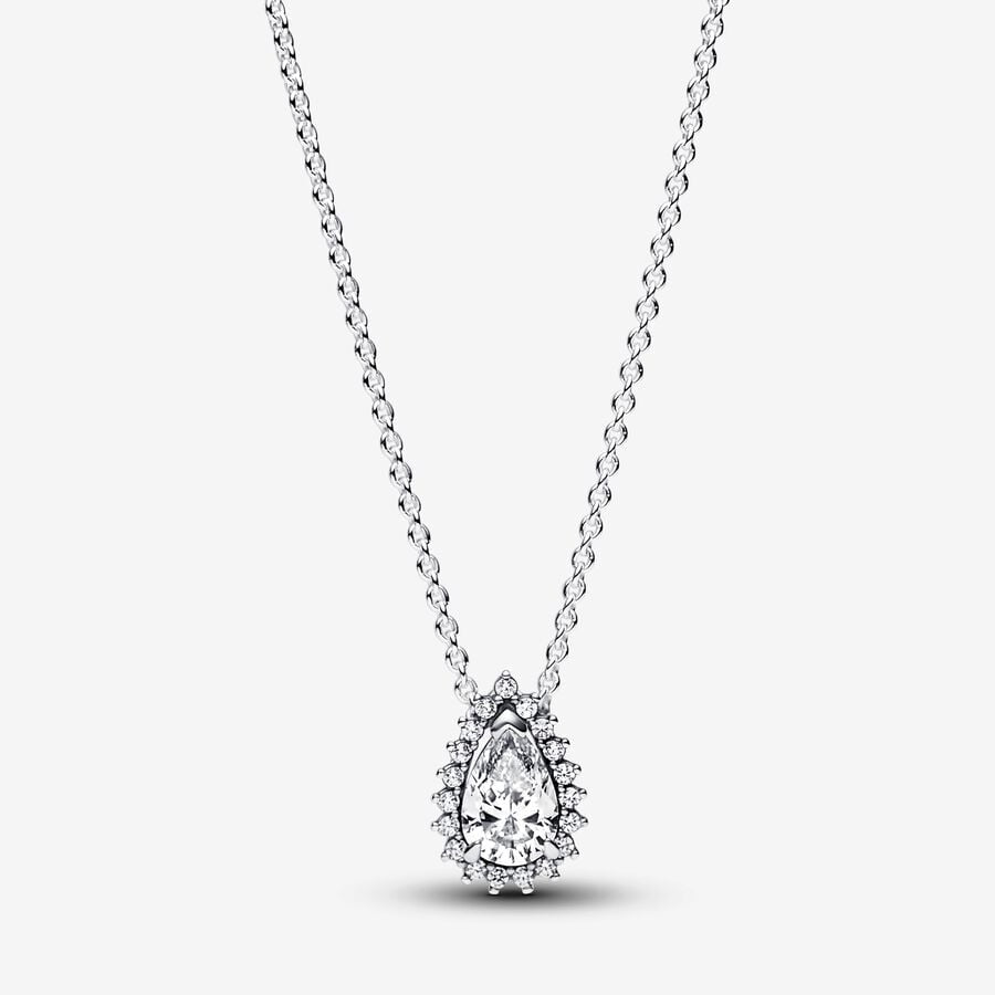 Pandora Sparkling Pear Halo Collier Necklace 392832C01-45