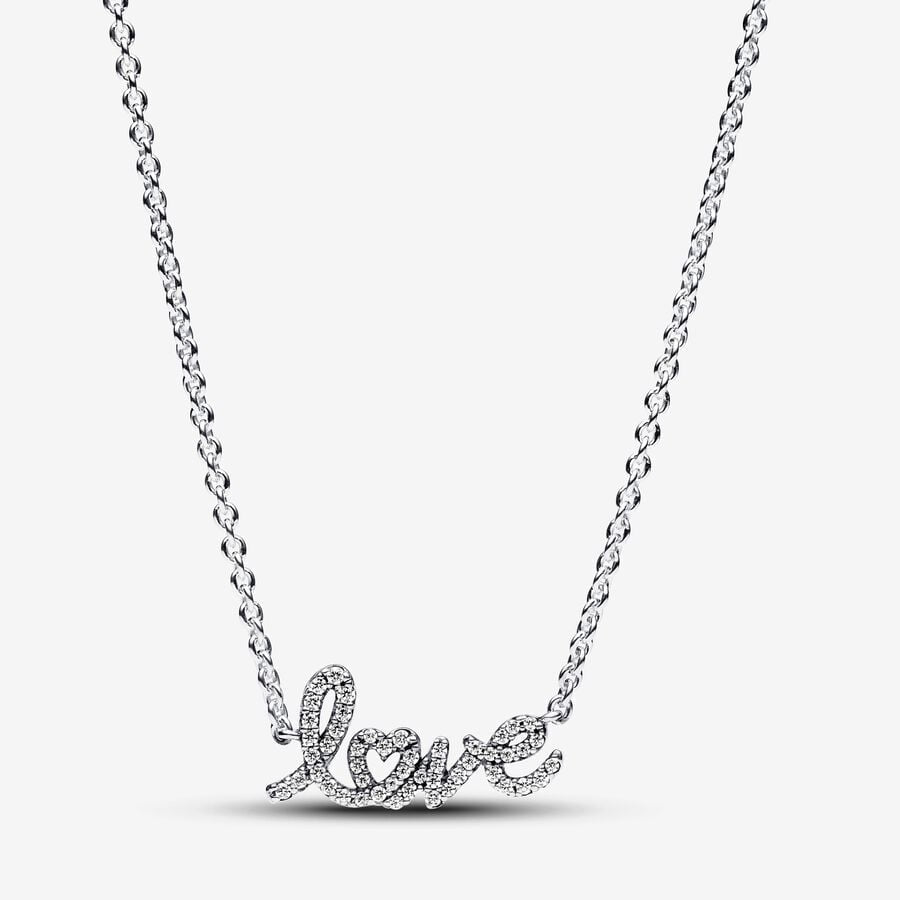 PANDORA Sparkling Handwritten Love Collier Necklace 393076C01-45