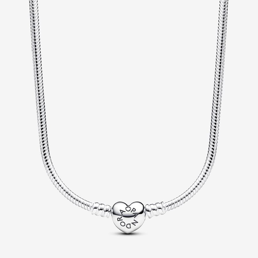 Pandora Moments Heart Clasp Snake Chain Necklace 393091C00-45