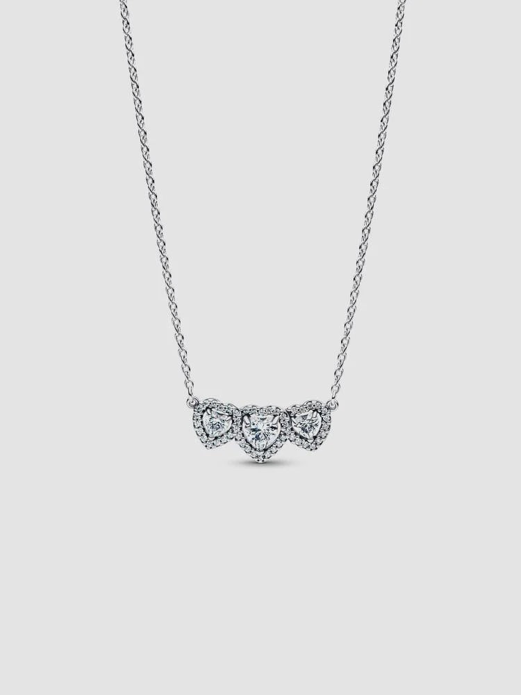 PANDORA Halo Heart Trilogy Collier Necklace Sterling silver 394412C01-45
