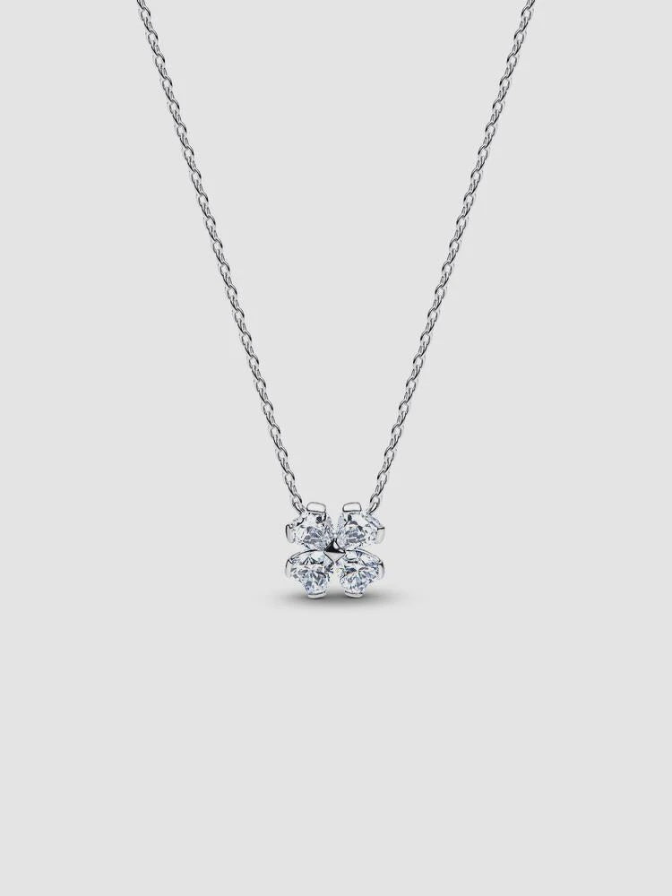 PANDORA Sparkling Lucky Clover Pendant Necklace 394502C01-45