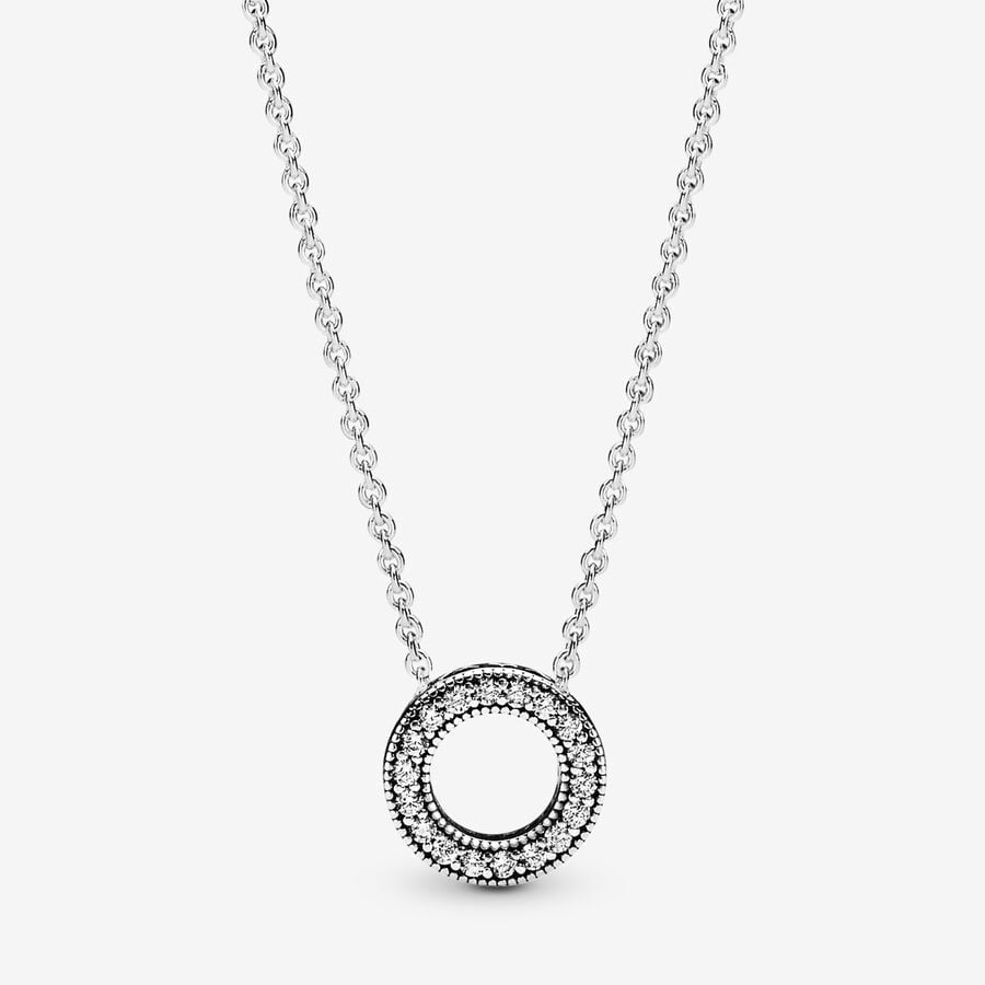 Logo Pavé Circle Collier Necklace Pandora 397436CZ-45