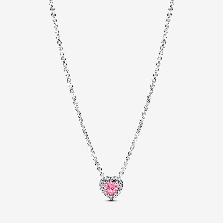 PANDORA Pink Elevated Heart Necklace 398425C02-45