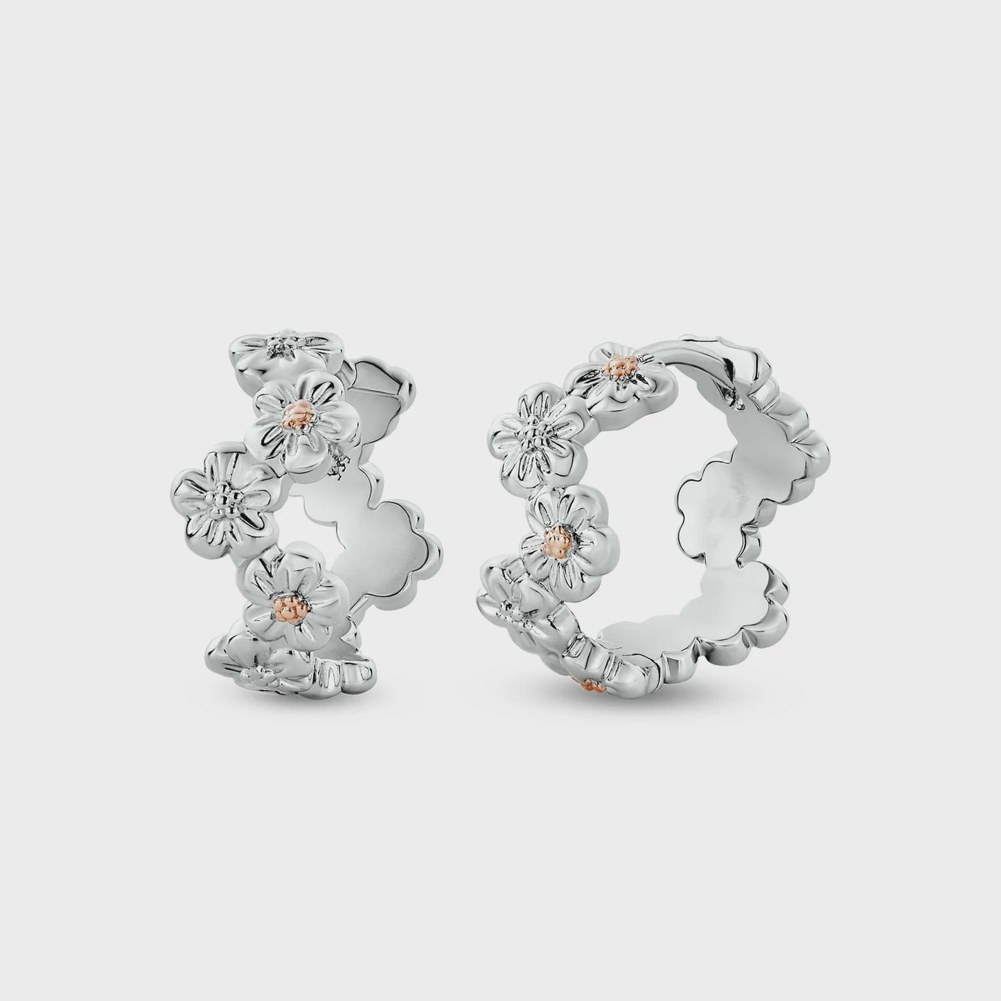 Clogau Nature's Wonder Sterling Silver Forget-Me-Not Huggie Hoop Earrings 3SFMN834
