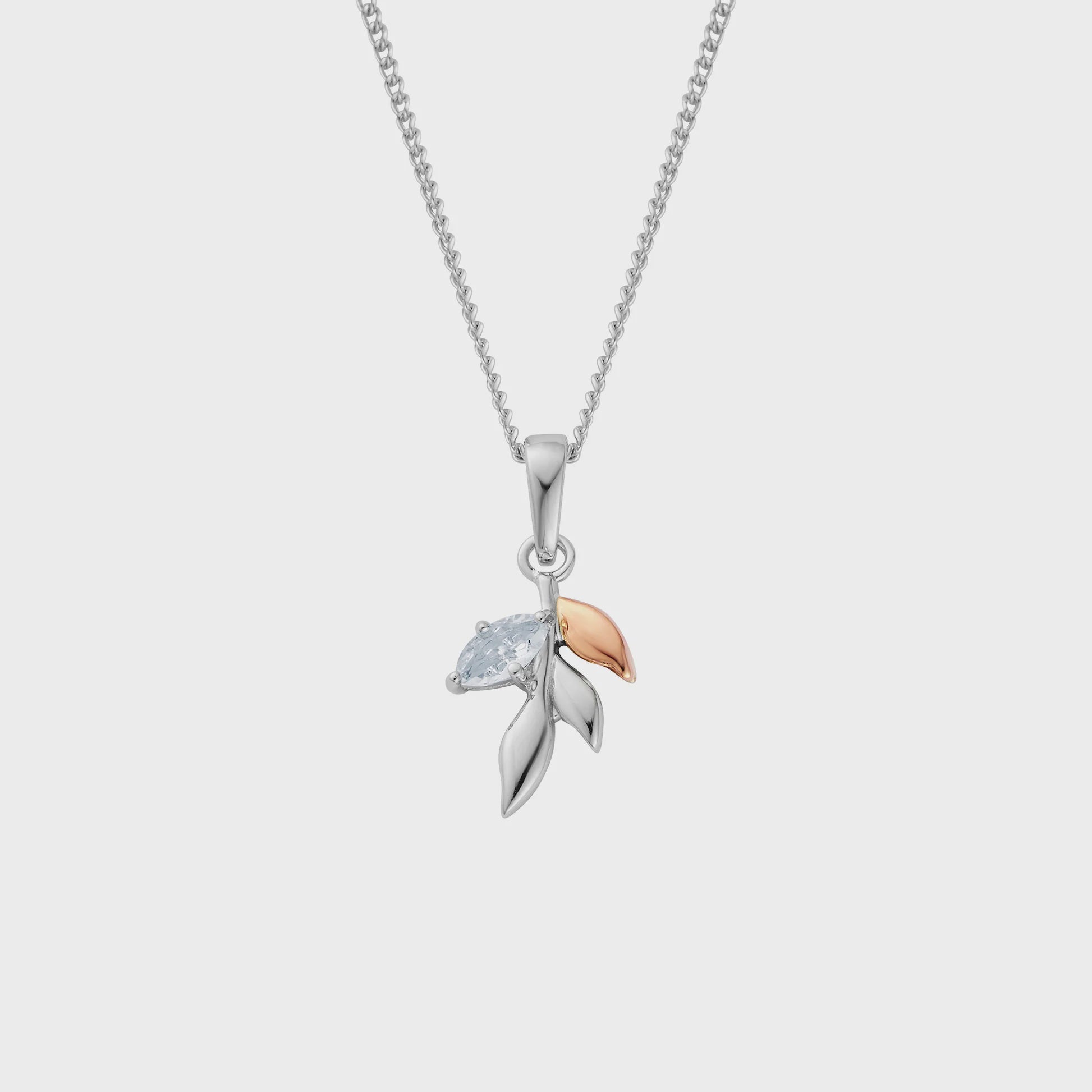 Clogau Sterling Silver Leaf Pendant with Topaz 3SROY973