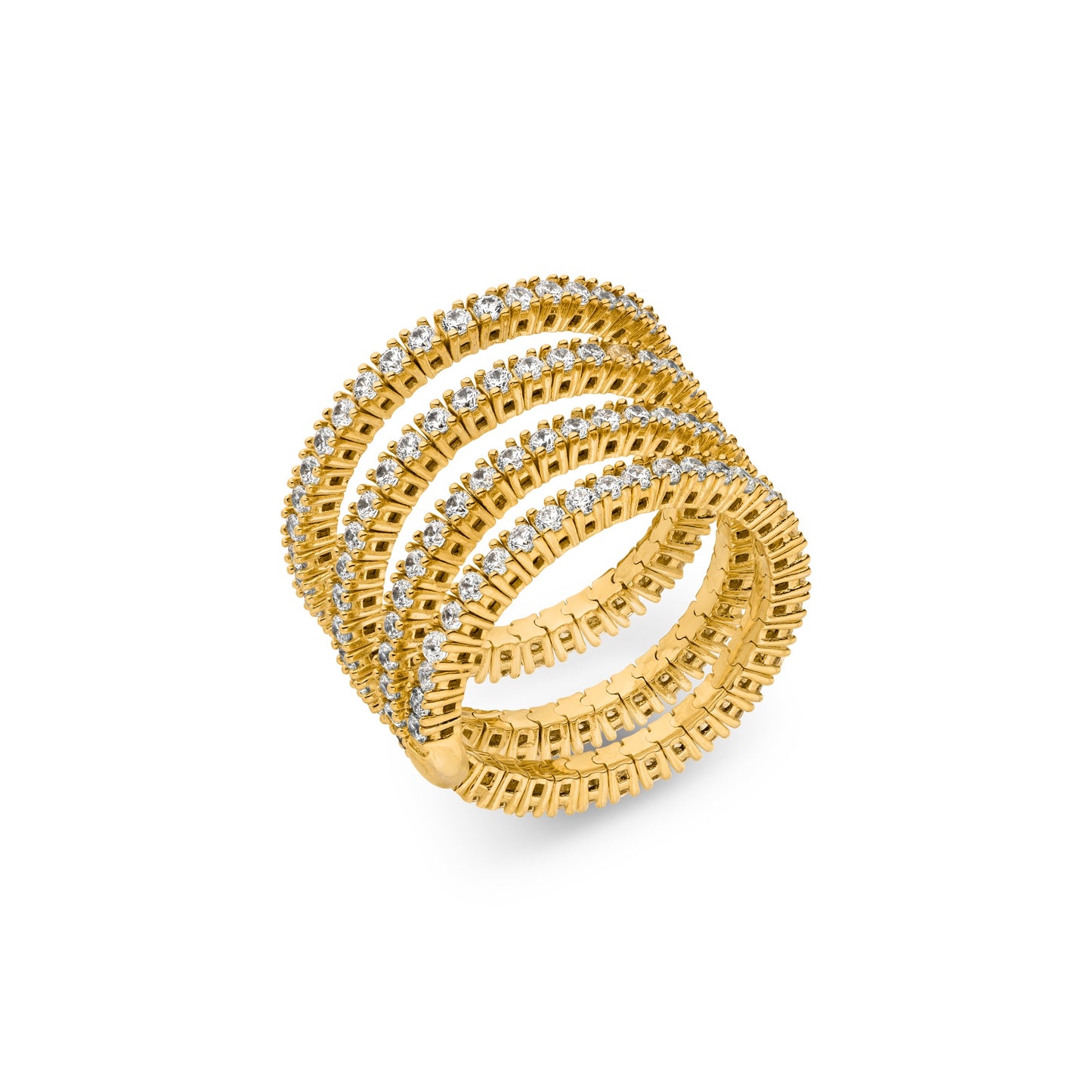 Three Row Gold Plated Vilmas Wrap Ring - Cubic Zirconia 185-B24V