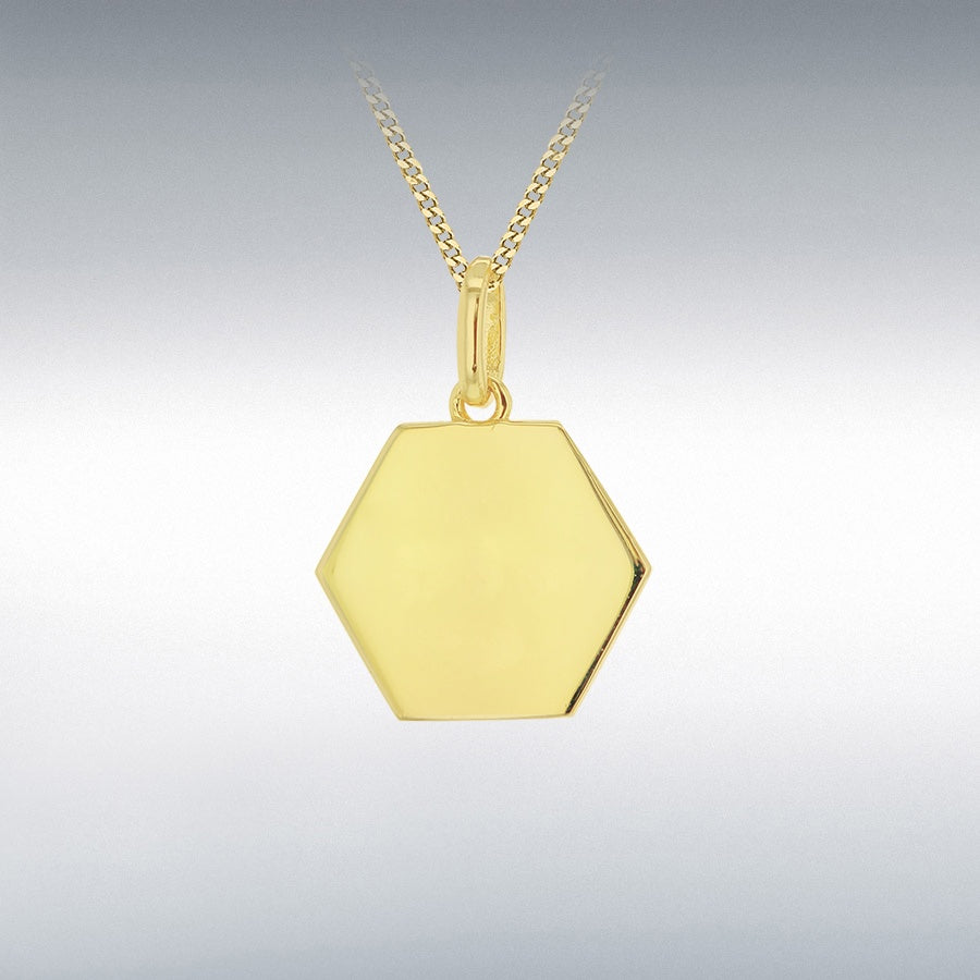 Yellow Gold Plated Plain Hexagonal Pendant