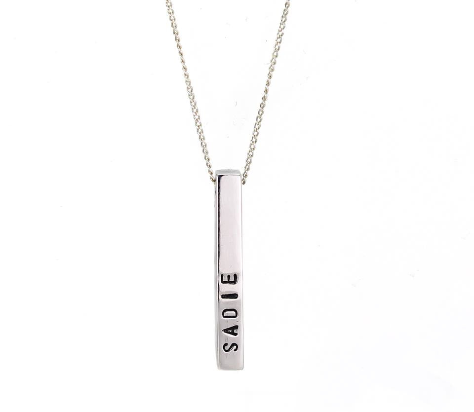 Favori Sterling Silver Hand Stamped Bar Pendant