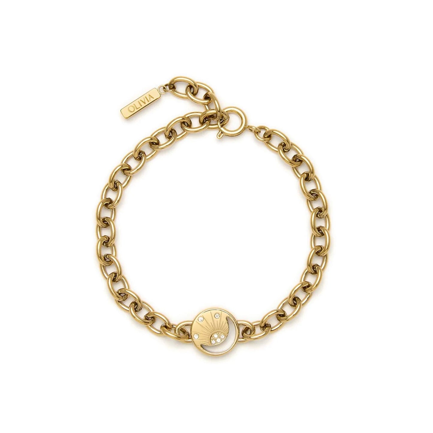 Olivia Burton Celestial Gold Plated Sun & Moon Disc Bracelet 24100160