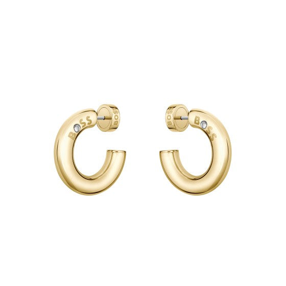Boss Yellow Gold Tone Hoop Earrings 1580690
