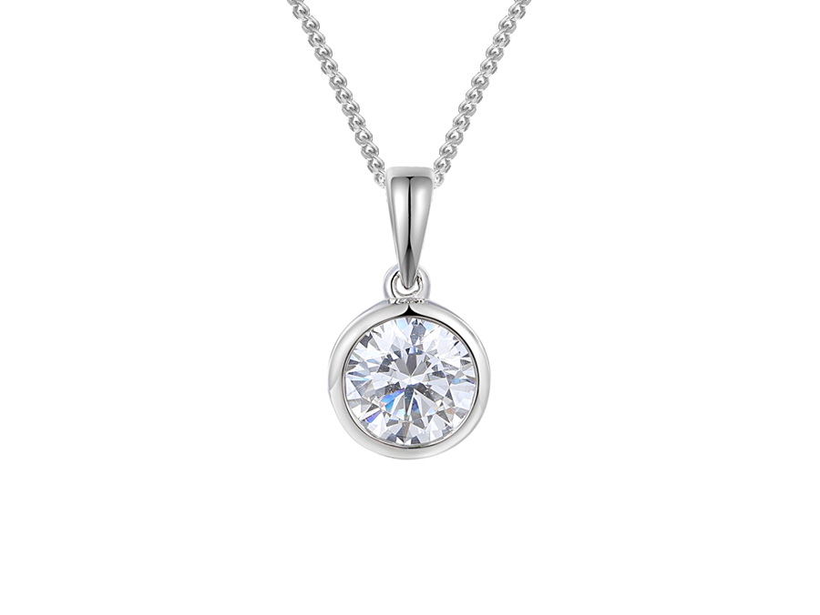 Silver 6mm CZ Rubover Neckalce 5004PSILCZ
