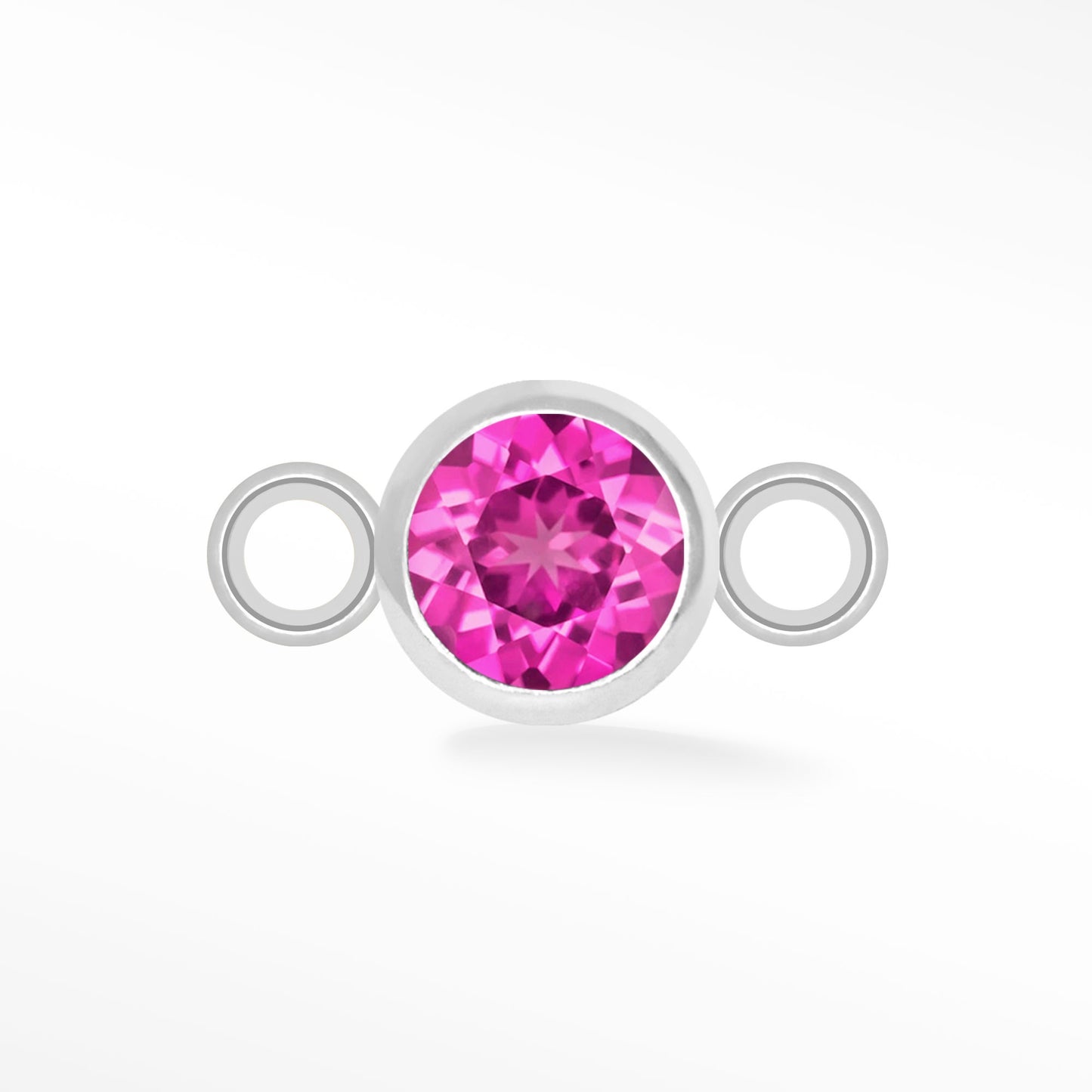 Perma Jewel Natural Gemstone Bezel Connector Pink Sapphire NW1330