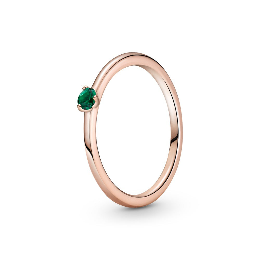 PANDORA Rose Ring with Lake Green 189259C05