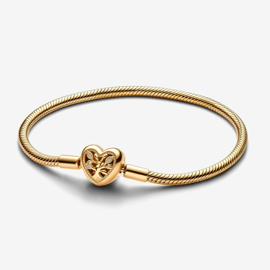 PANDORA Family Tree Heart Clasp Snake Chain Bracelet 563516C01