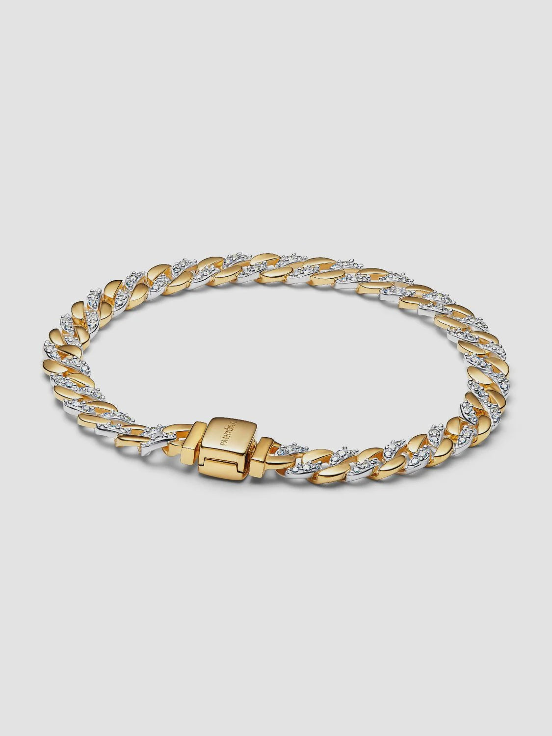 PANDORA Two-tone Pavé Cuban Chain Bracelet 564229C01