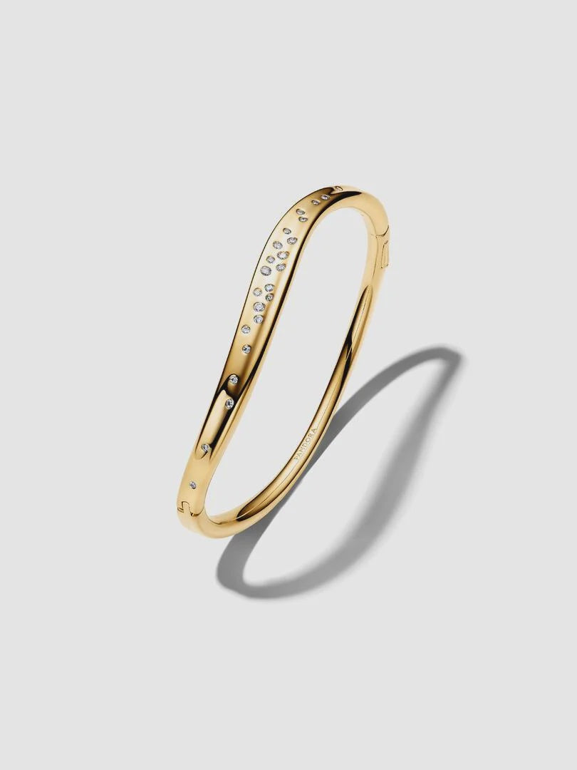 PANDORA Organically Shaped Stone-Set Bangle 14k gold plating 564655C01