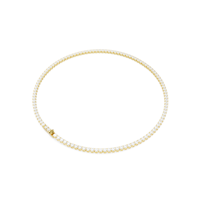 Swarovski Matrix Tennis necklace, Round cut, White, Gold-tone plated 5681795
