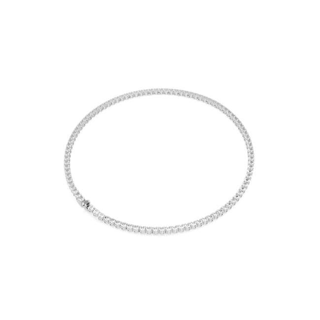 Swarovski Matrix Tennis necklace, Round cut, White, Rhodium plated 5681796