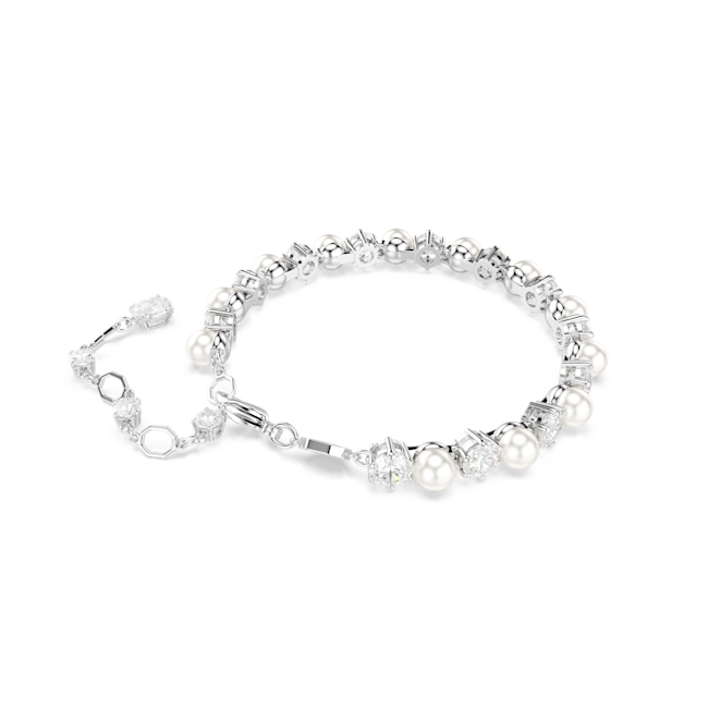 Swarovski Matrix Silver Tone CZ & Pearl Bracelet 5689625