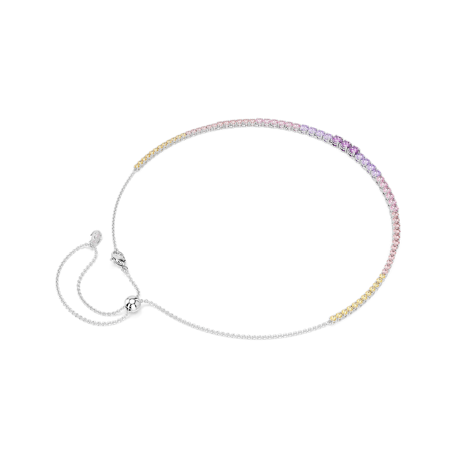 Swarovski Matrix Tennis necklace Gradient of round cuts, Multicoloured, Rhodium plated 5751196