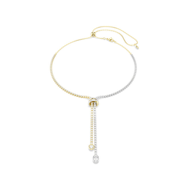 SWAROVSKI Hyperbola Y necklace, Round cut, Knot, White, Mixed metal finish 5752854
