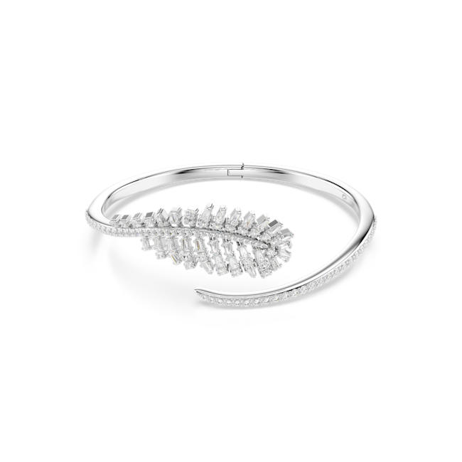 SWAROVSKI Vienna bangle, Mixed cuts, Feather, White, Rhodium plated 5754275